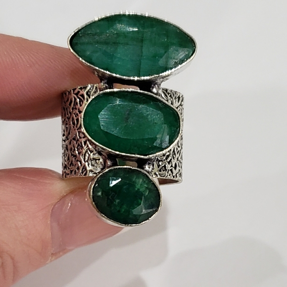 Sakota, Emerald gemstone 925 silver ring - Picture 3 of 15